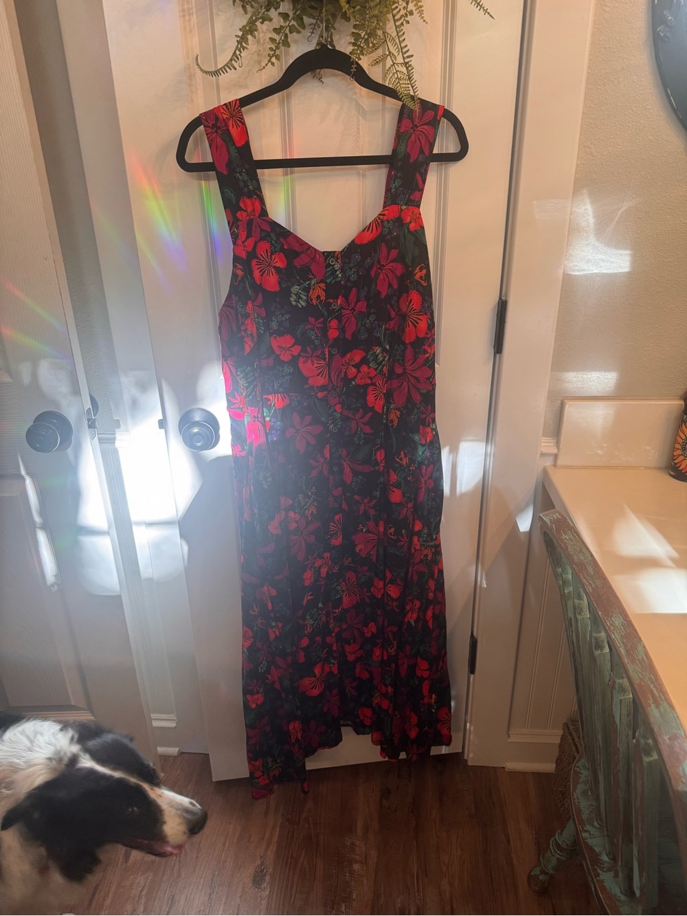AVA VIV Floral Sleeveless Maxi Dress in Black and Red